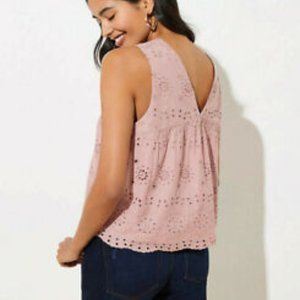 LOFT Blush Mauve Sleeveless Eyelet Top